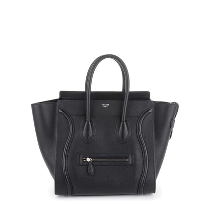 Celine Drummed Calfskin Mini Luggage Black 1 of 8