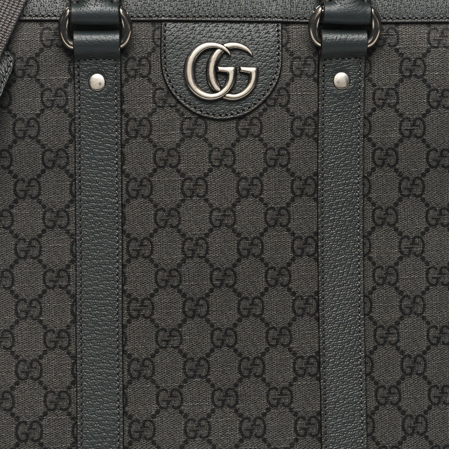Gucci GG Supreme Monogram Textured Dollar Calfskin Large Ophidia Tote Bag Grey Black Graphite Grey 8 of 10