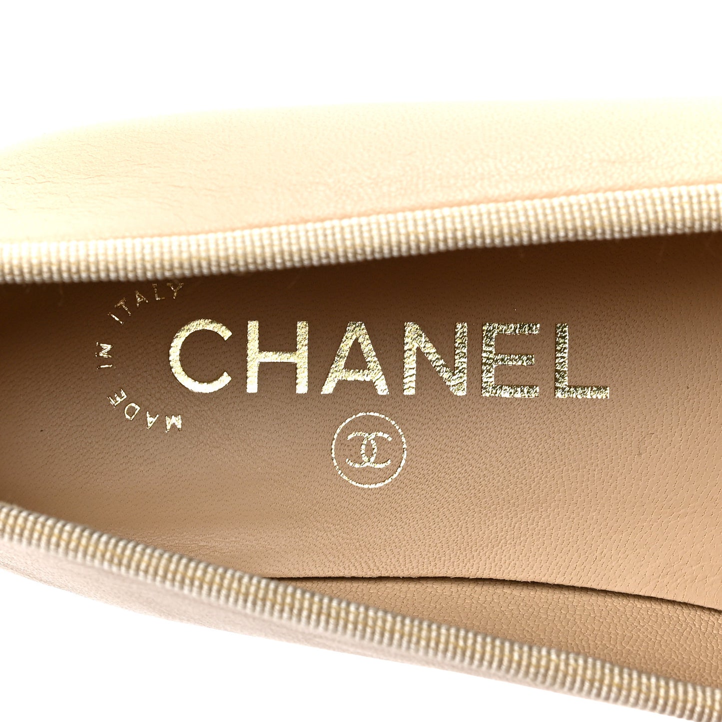 Lambskin Cap Toe Ballerina Flats 37 Beige Black