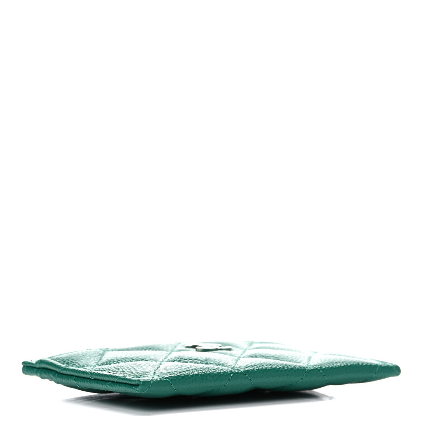 Metallic Caviar Quilted Card Holder Green