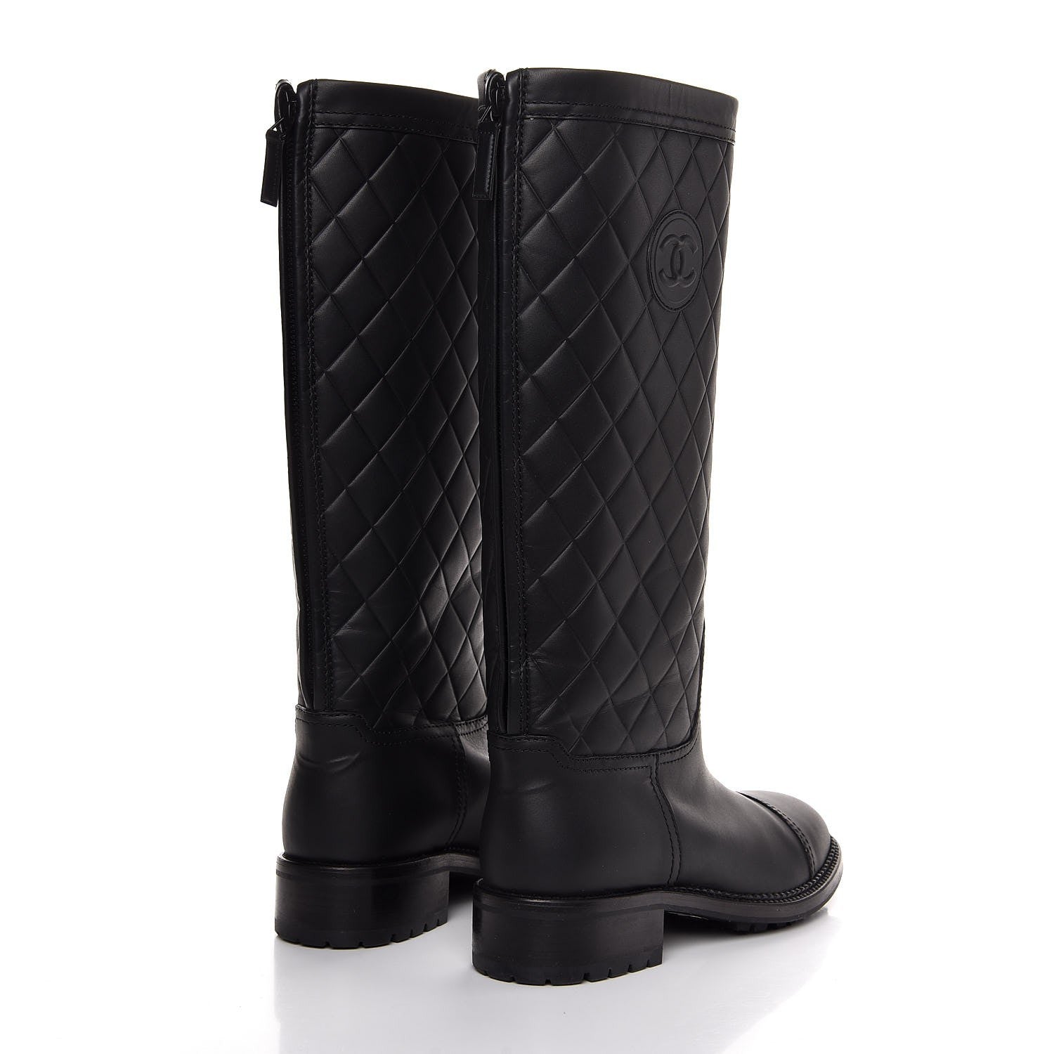 Chanel Oily Calfskin Quilted High Boots 40 Black 4 of 6