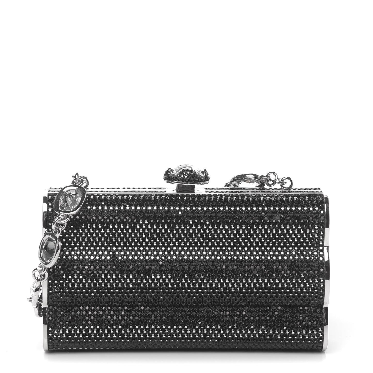 Swarovski Crystal Cosmojet Minaudiere Clutch Black Silver