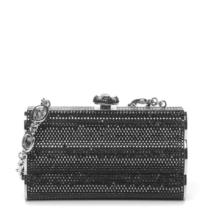Judith Leiber Swarovski Crystal Cosmojet Minaudiere Clutch Black Silver 1 of 13