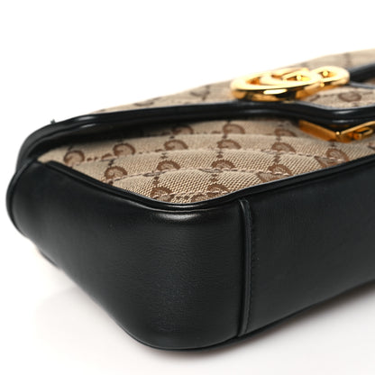 Gucci Monogram Matelasse Diagonal Mini GG Marmont Shoulder Bag Beige Black 9 of 11