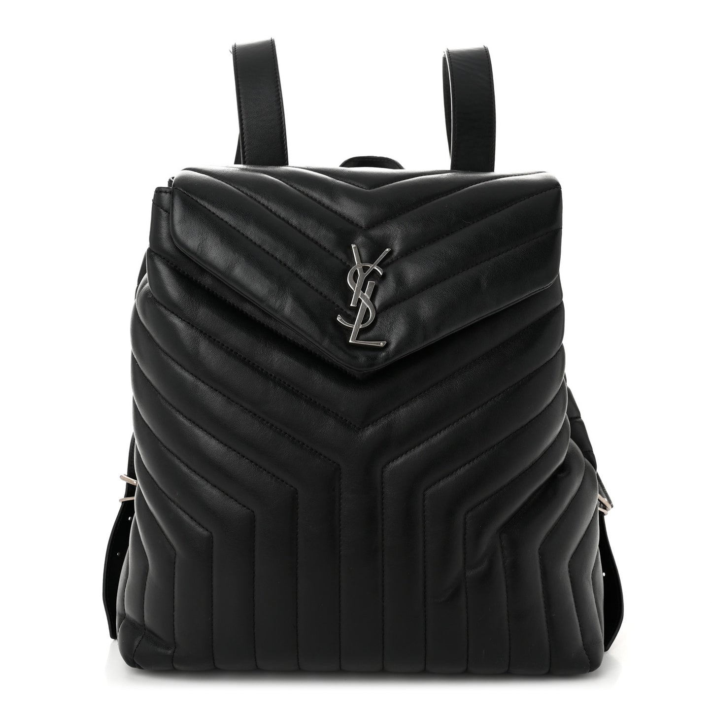 Calfskin Y Quilted Monogram Medium Loulou Backpack Black