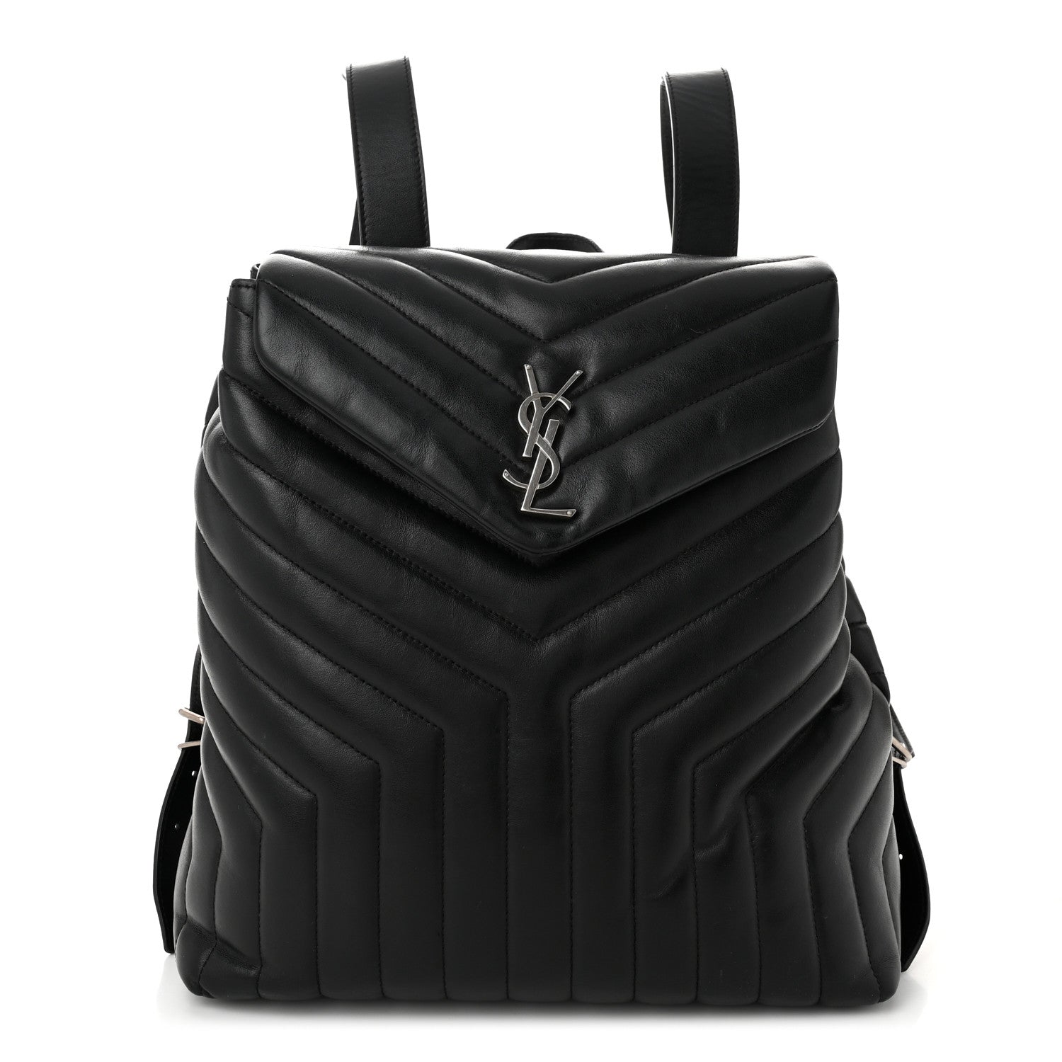 Saint Laurent Calfskin Y Quilted Monogram Medium Loulou Backpack Black 1 of 12