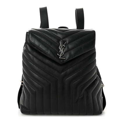 Saint Laurent Calfskin Y Quilted Monogram Medium Loulou Backpack Black 1 of 12
