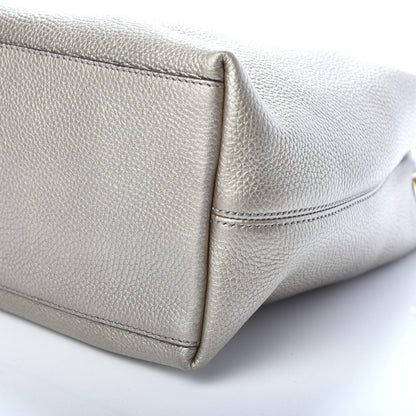 Gucci Metallic Pebbled Calfskin Medium Soho Chain Shoulder Bag Golden Beige 9 of 10