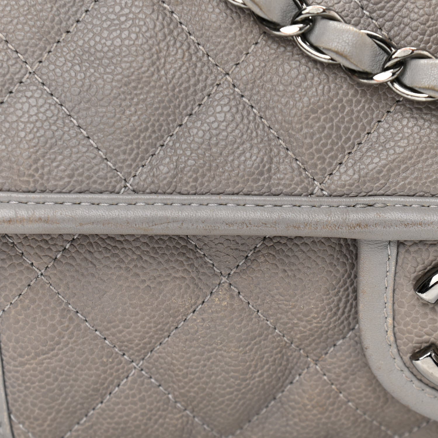 Chanel Caviar Quilted Medium French Riviera Flap Light Grey 12 of 19