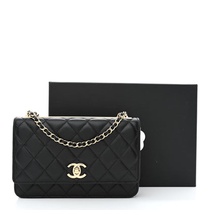 Chanel Lambskin Quilted Trendy CC Wallet On Chain WOC Black 15 of 15