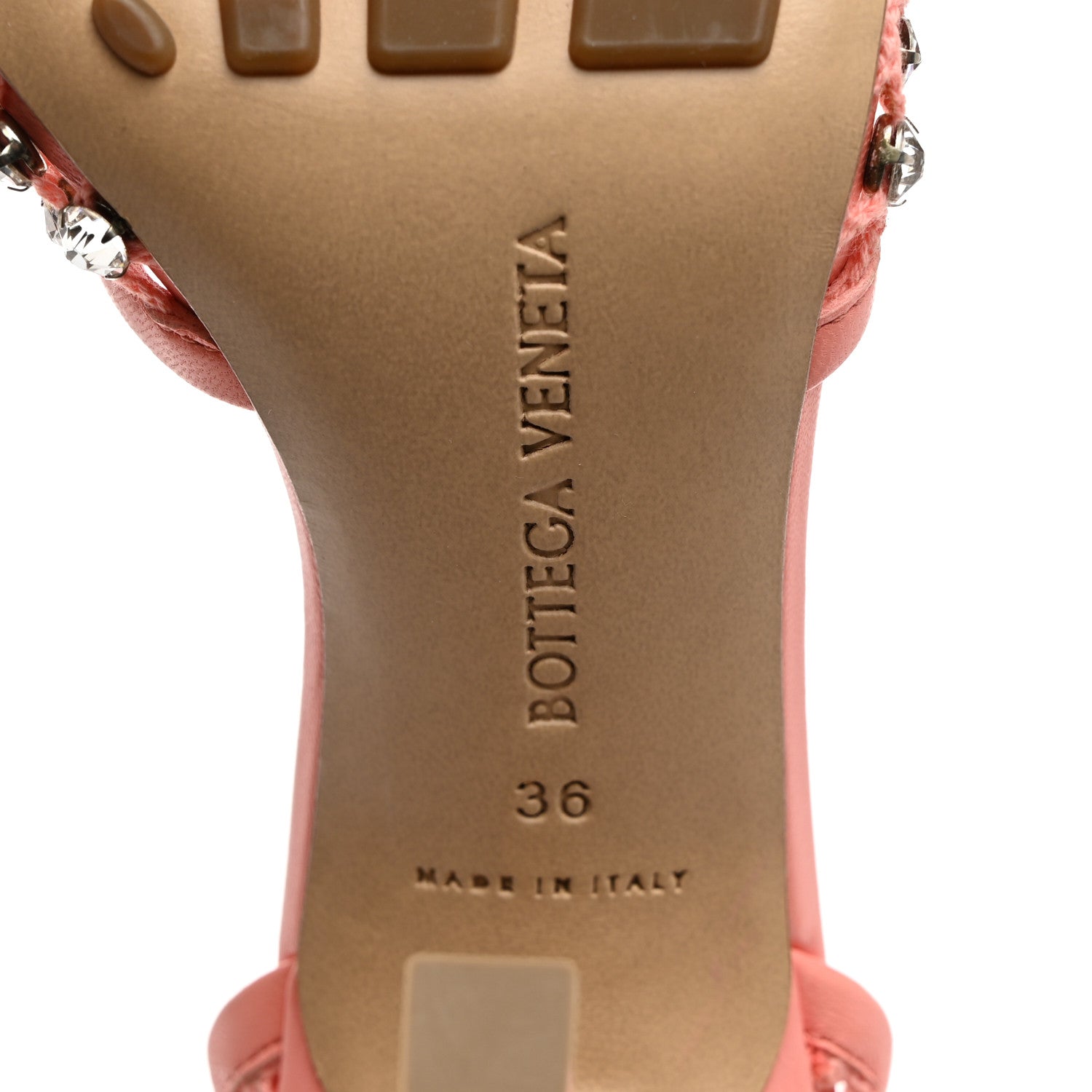 Bottega Veneta Mesh Nappa Crystal Embellished Sparkle Stretch Ankle Tie 90mm Sandals 36 Salmon Pink 7 of 7