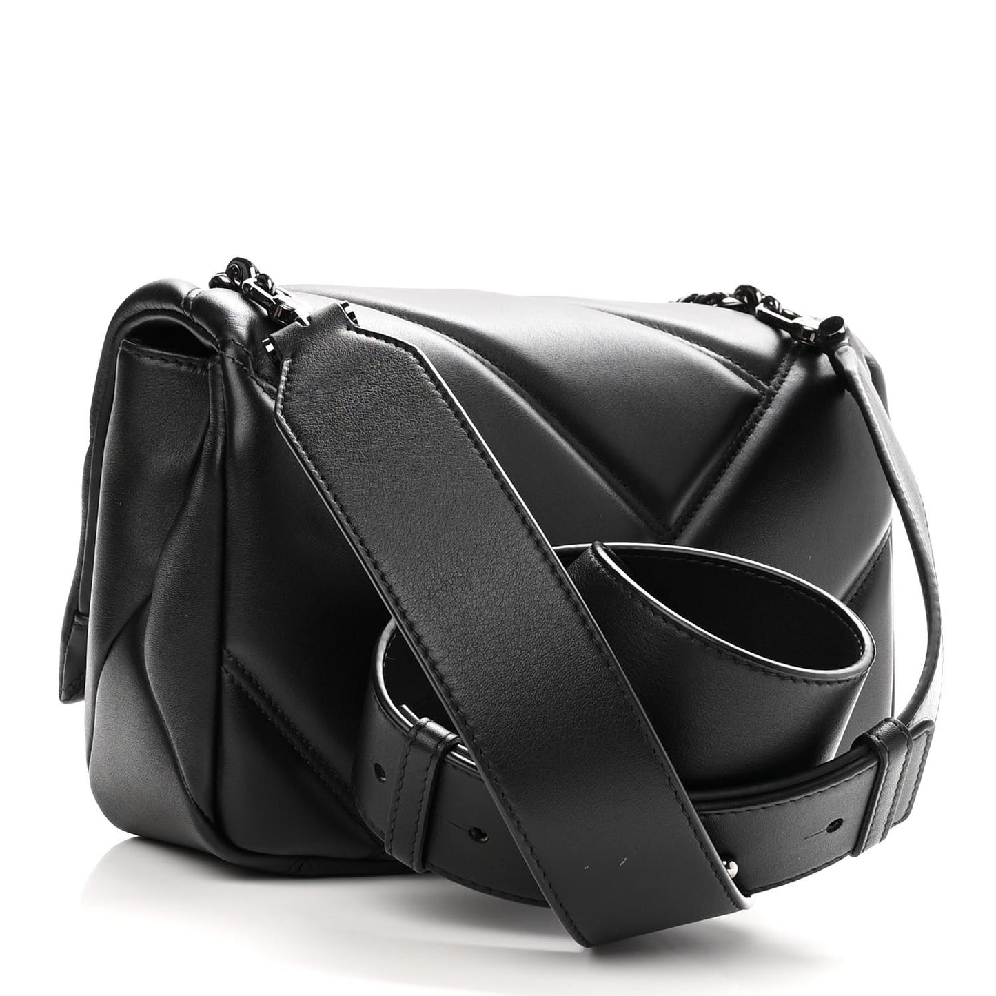 Calfskin Matelasse Serpenti Cabochon Crossbody Bag Black