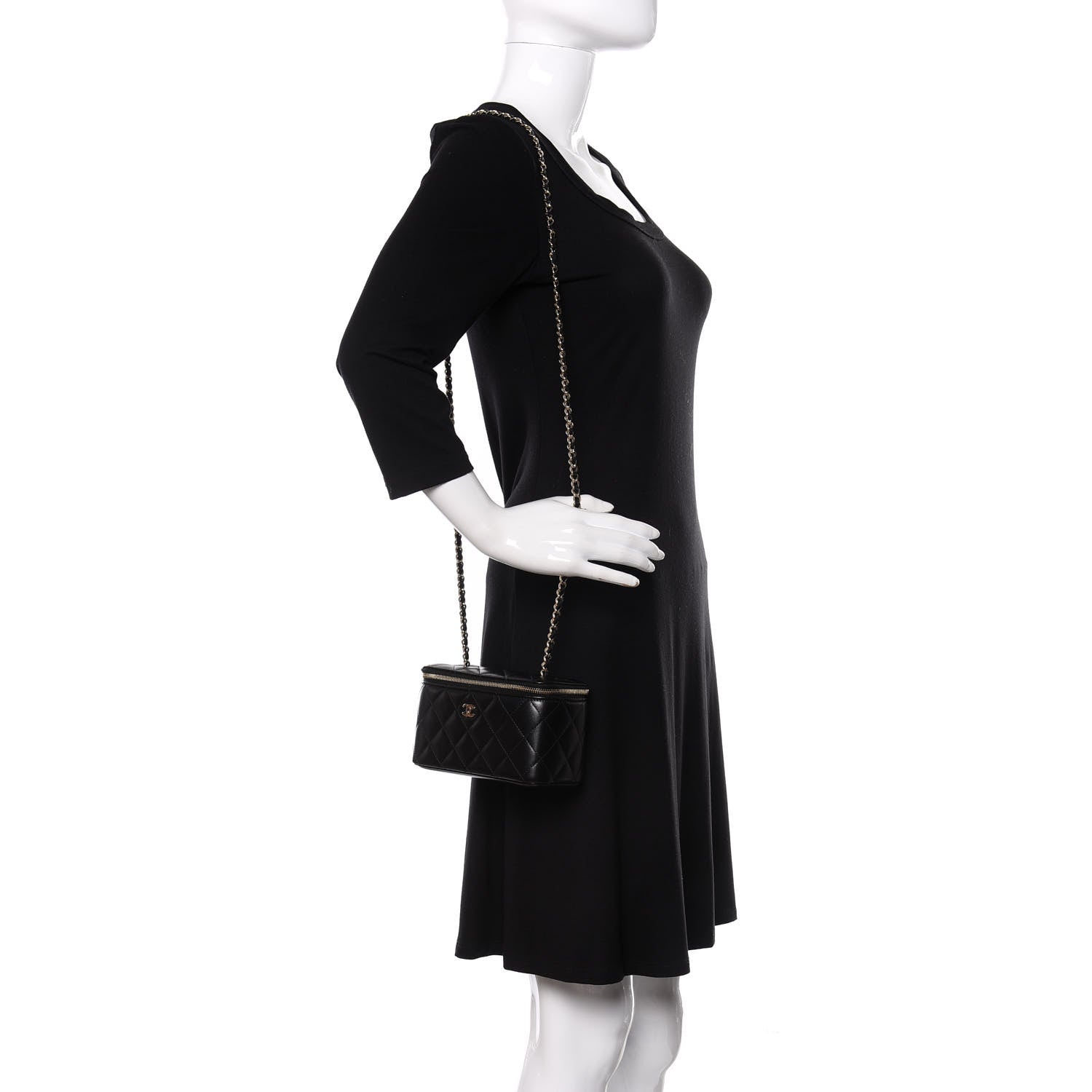 Chanel Lambskin Quilted Small Vanity Case With Chain Black 2 of 11