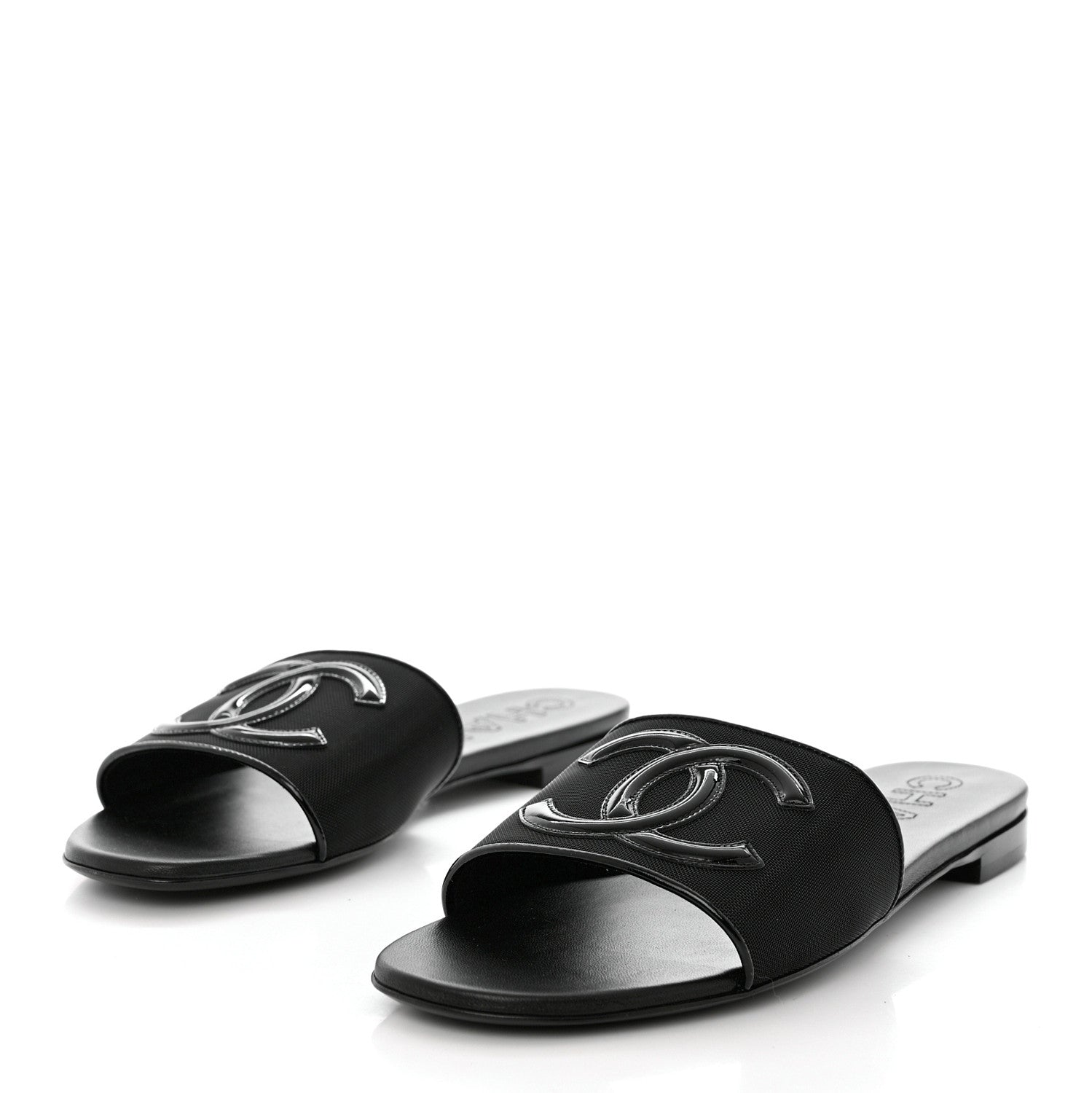 Chanel Mesh Patent Calfskin CC Mules 39.5 Black 3 of 9