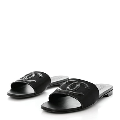 Chanel Mesh Patent Calfskin CC Mules 39.5 Black 3 of 9