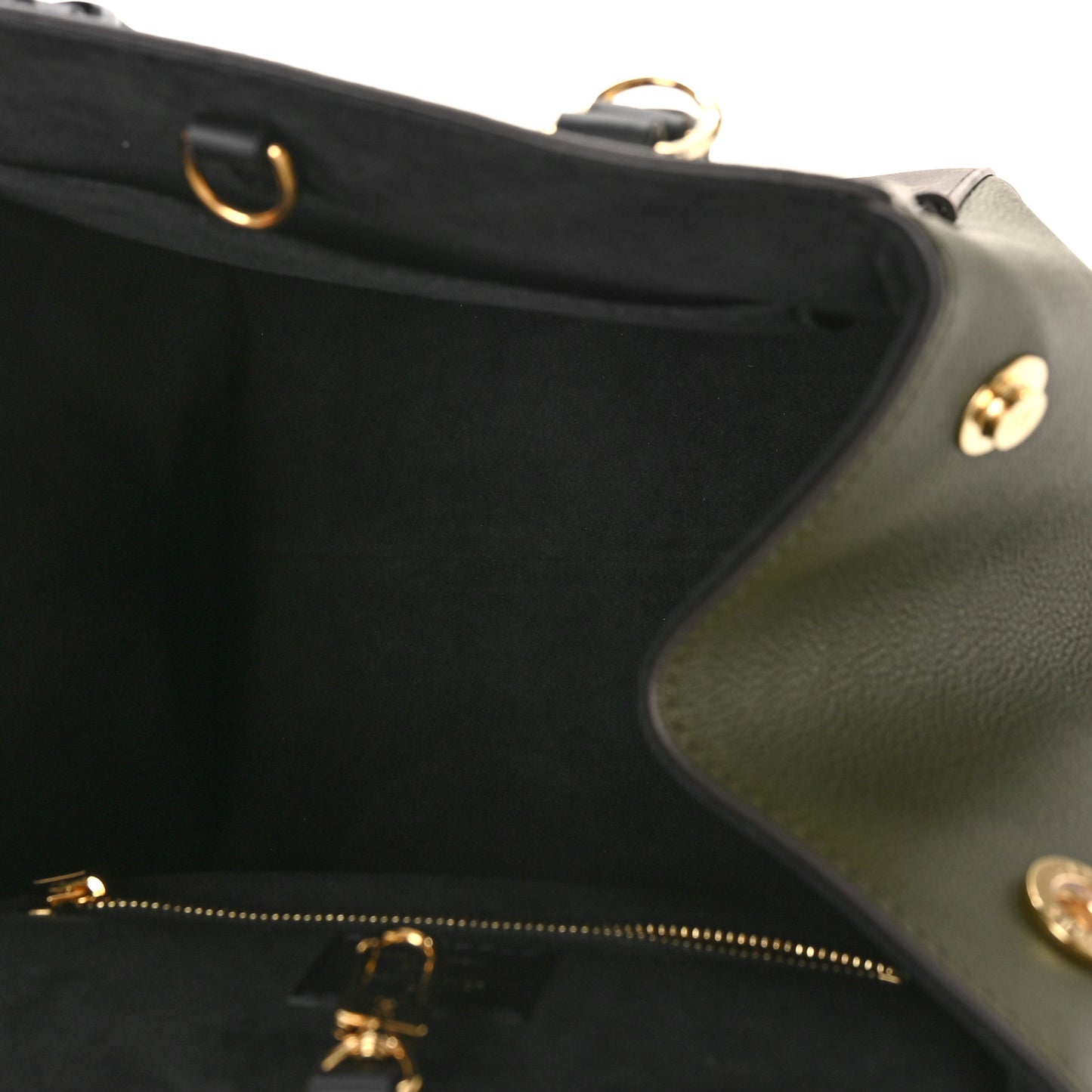 Calfskin Monogram Fold Tote PM Cream Khaki Black