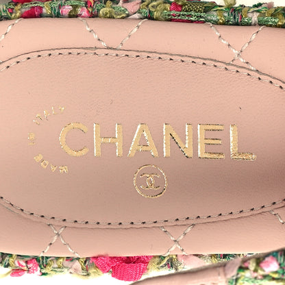 Chanel Tweed CC Logo Thong Sandals 37 Green Pink White 8 of 9