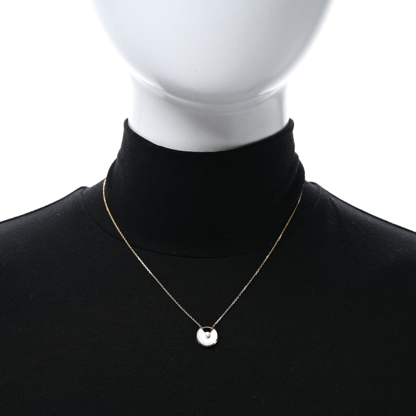 18K Yellow Gold Diamond Mother of Pearl XS Amulette de Cartier Pendant Necklace