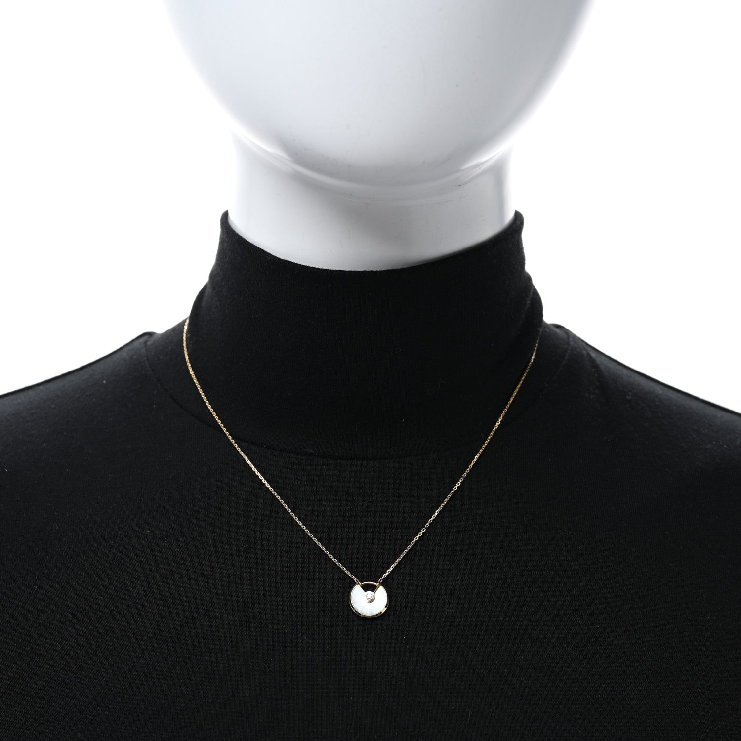 Cartier 18K Yellow Gold Diamond Mother of Pearl XS Amulette de Cartier Pendant Necklace 2 of 5