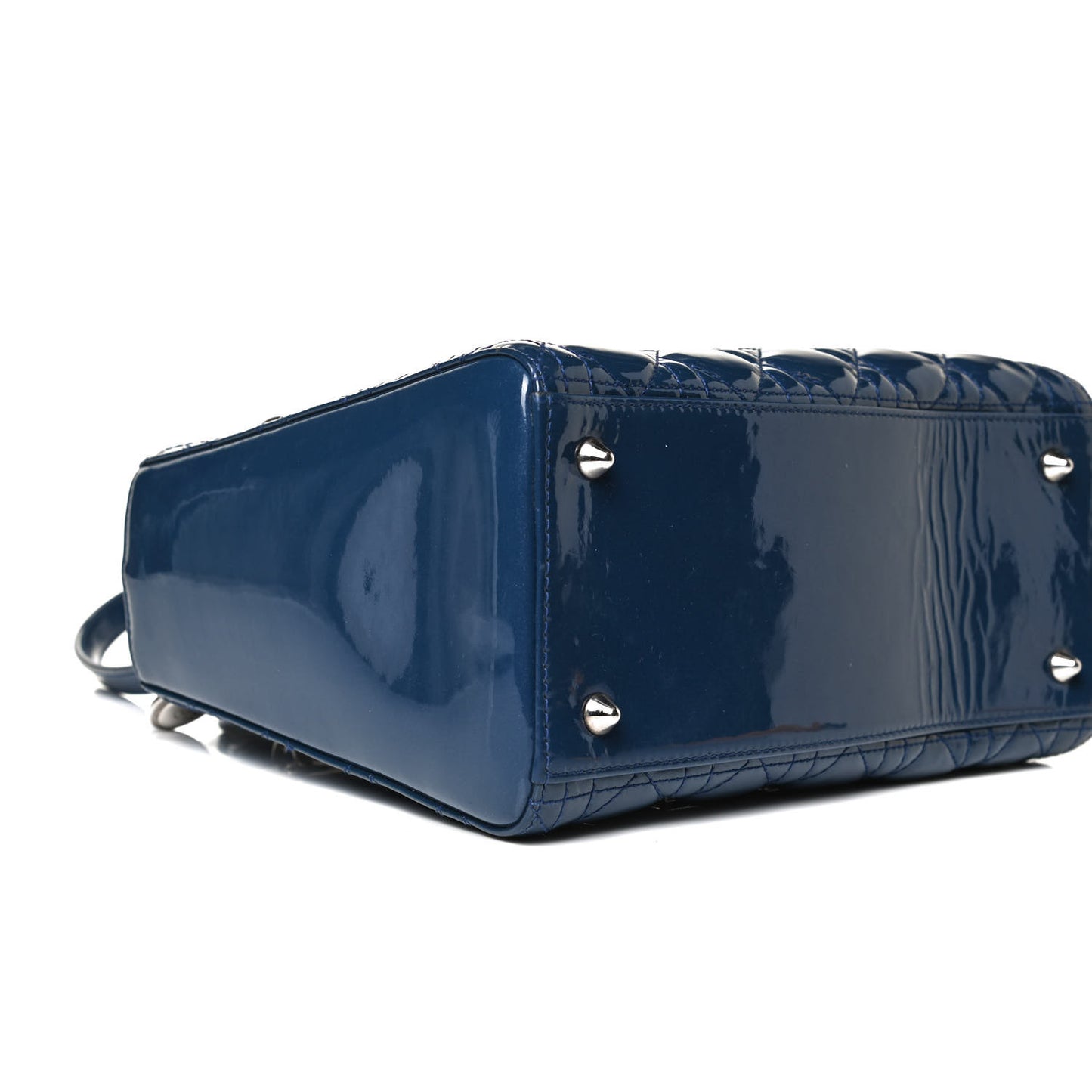 Patent Cannage Medium Lady Dior Blue
