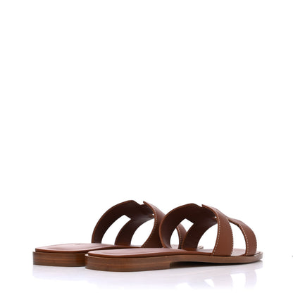 Hermes Box Calfskin Oran Sandals 38 Gold 4 of 15