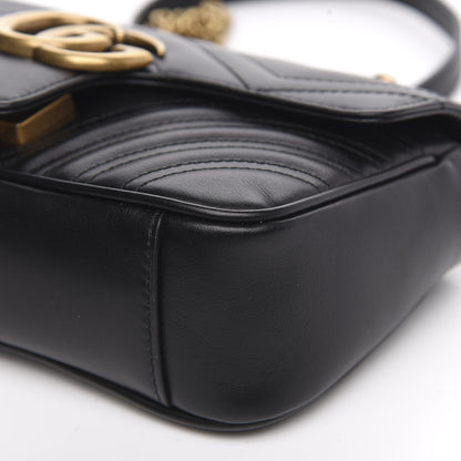 Gucci Calfskin Matelasse Mini GG Marmont Shoulder Bag Black 9 of 10