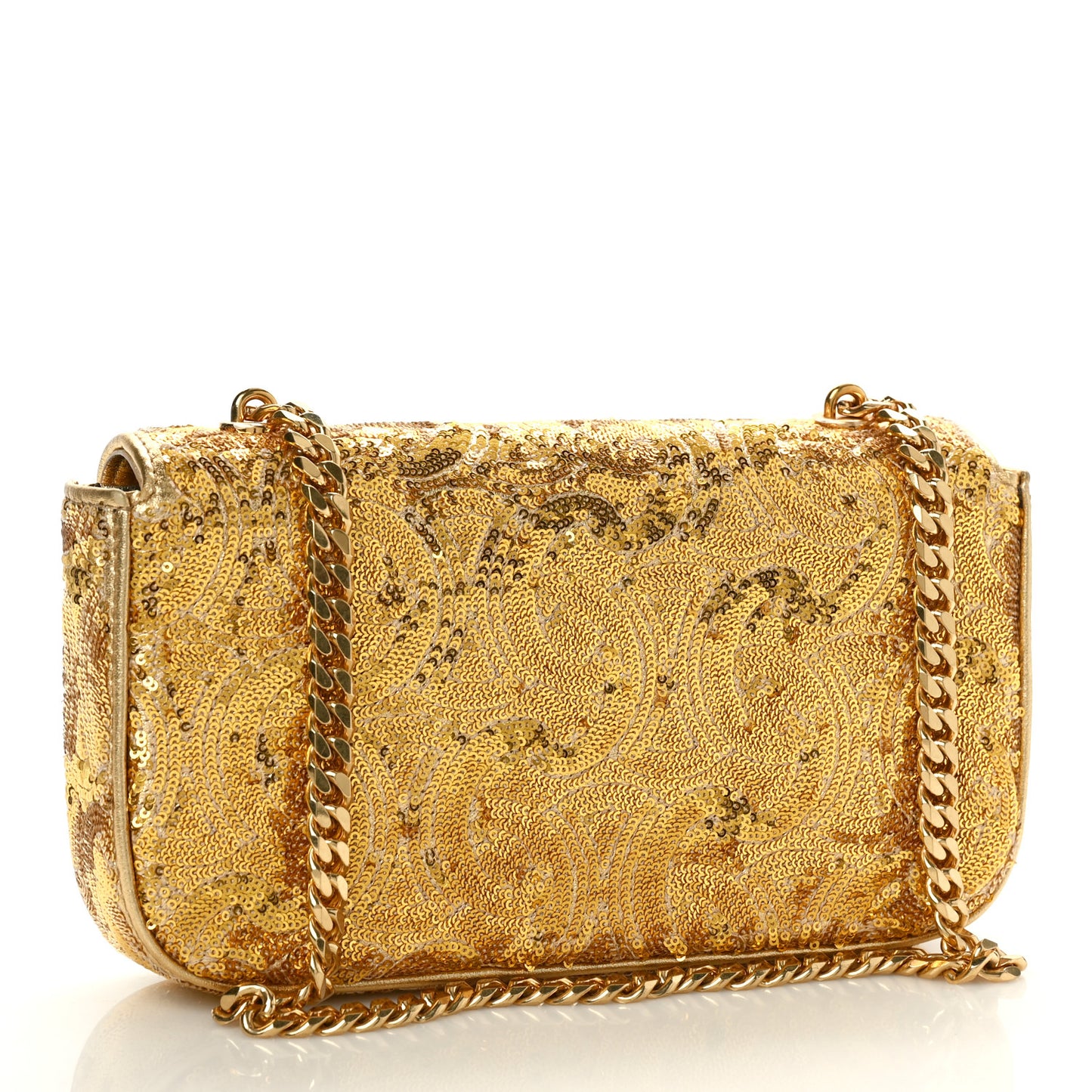 Sequin Triomphe Chain Shoulder Bag Gold