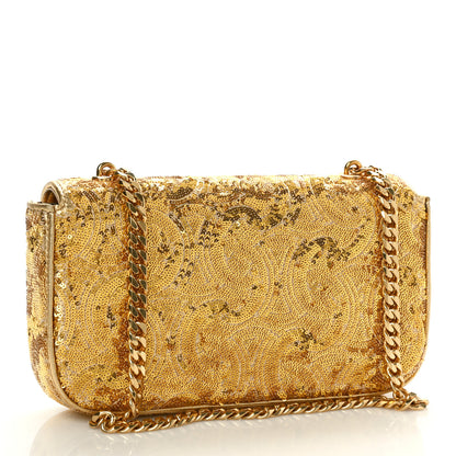 Celine Sequin Triomphe Chain Shoulder Bag Gold 3 of 9