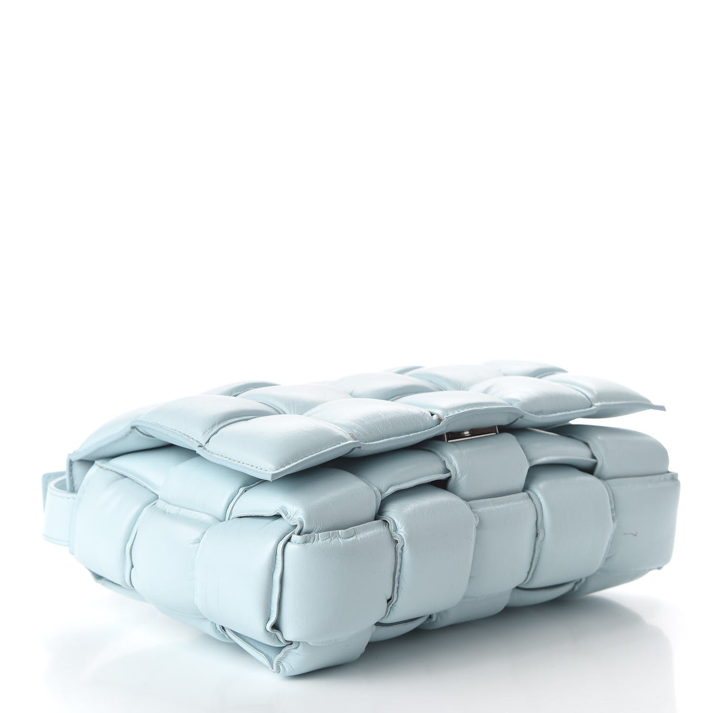 Paper Calfskin Maxi Intreccio Padded Cassette Crossbody Bag Ice