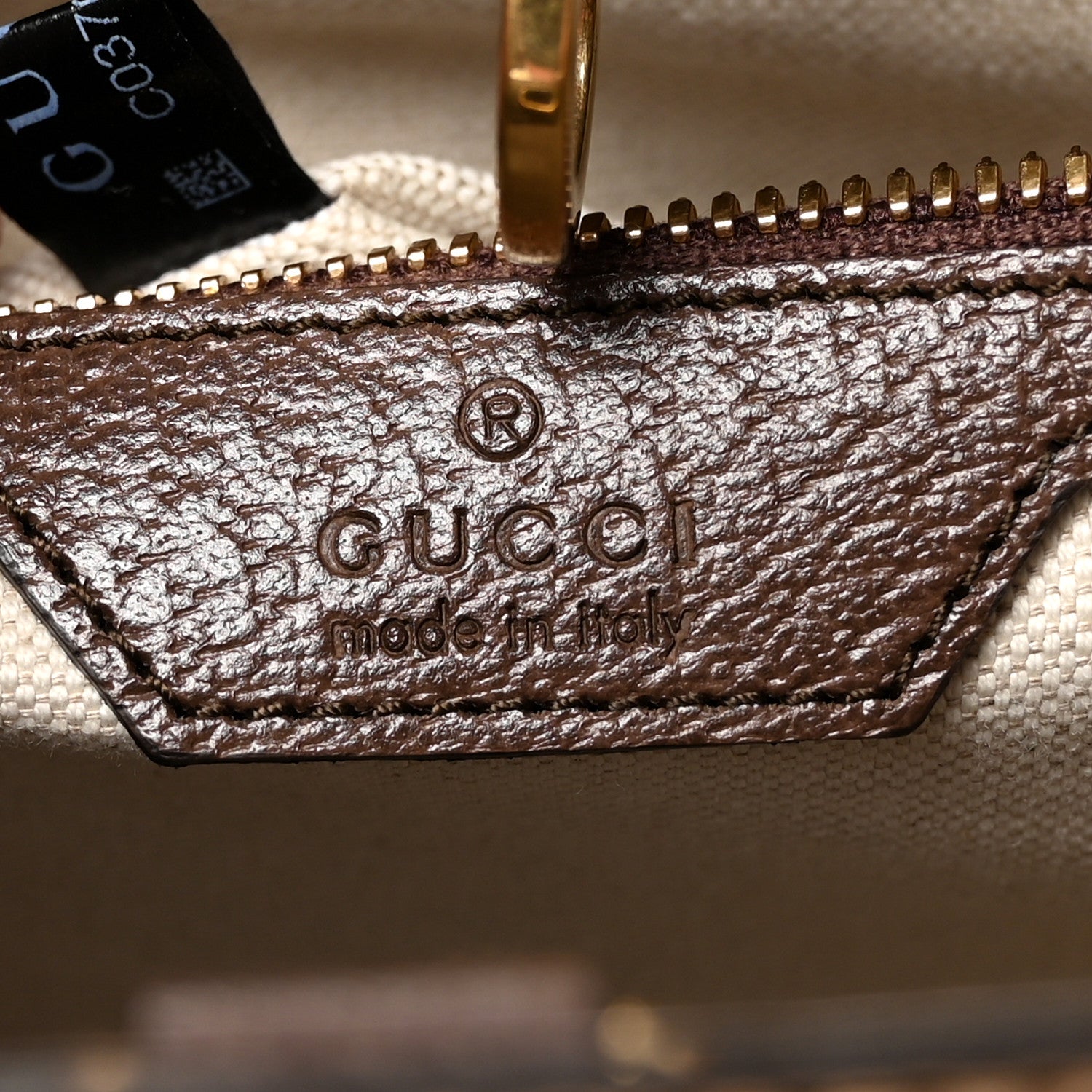 Gucci Monogram Jumbo GG Textured Dollar Calfskin Web Tote Bag Camel Ebony New Acero 6 of 9