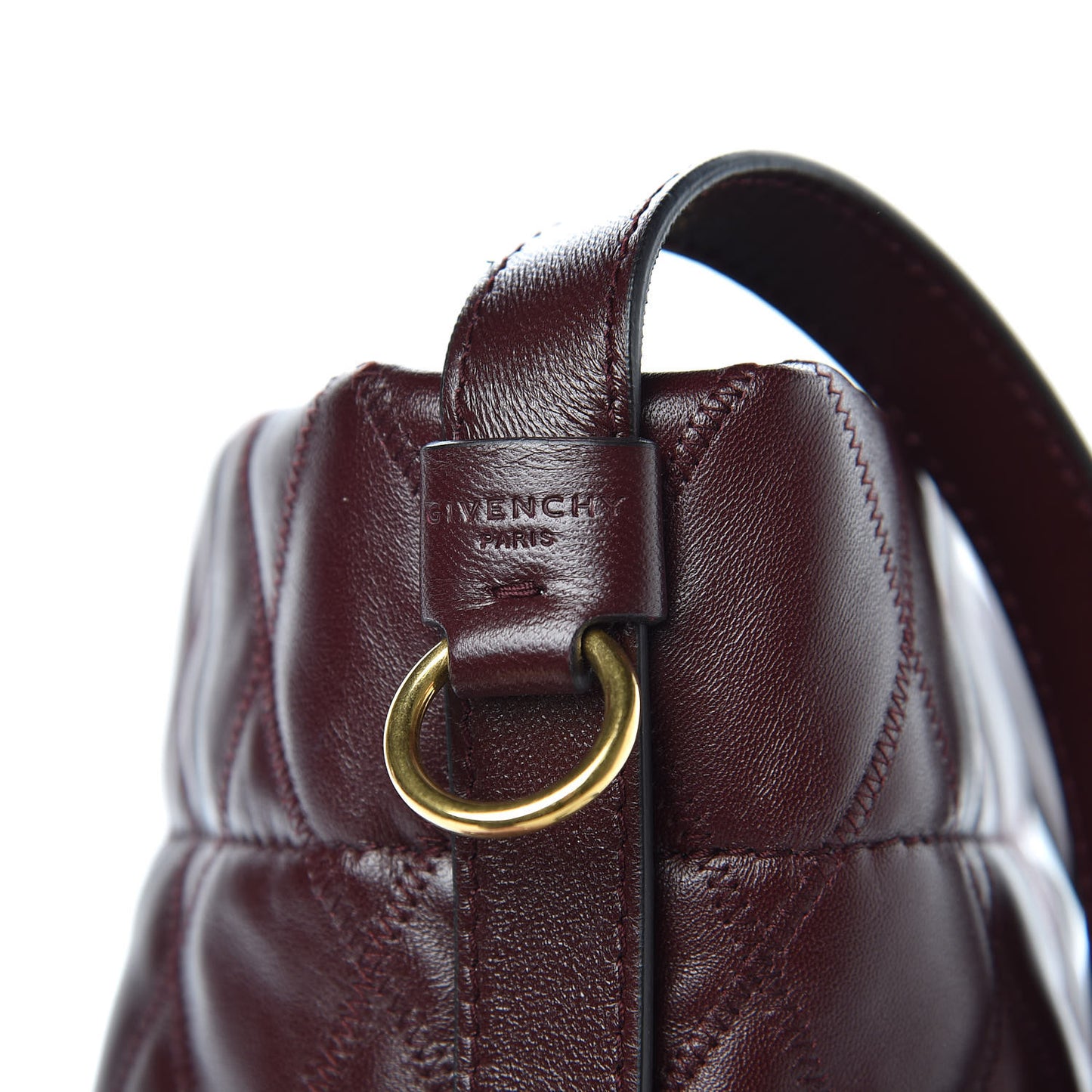 Lambskin Quilted Mini GV Bucket Bag Aubergine