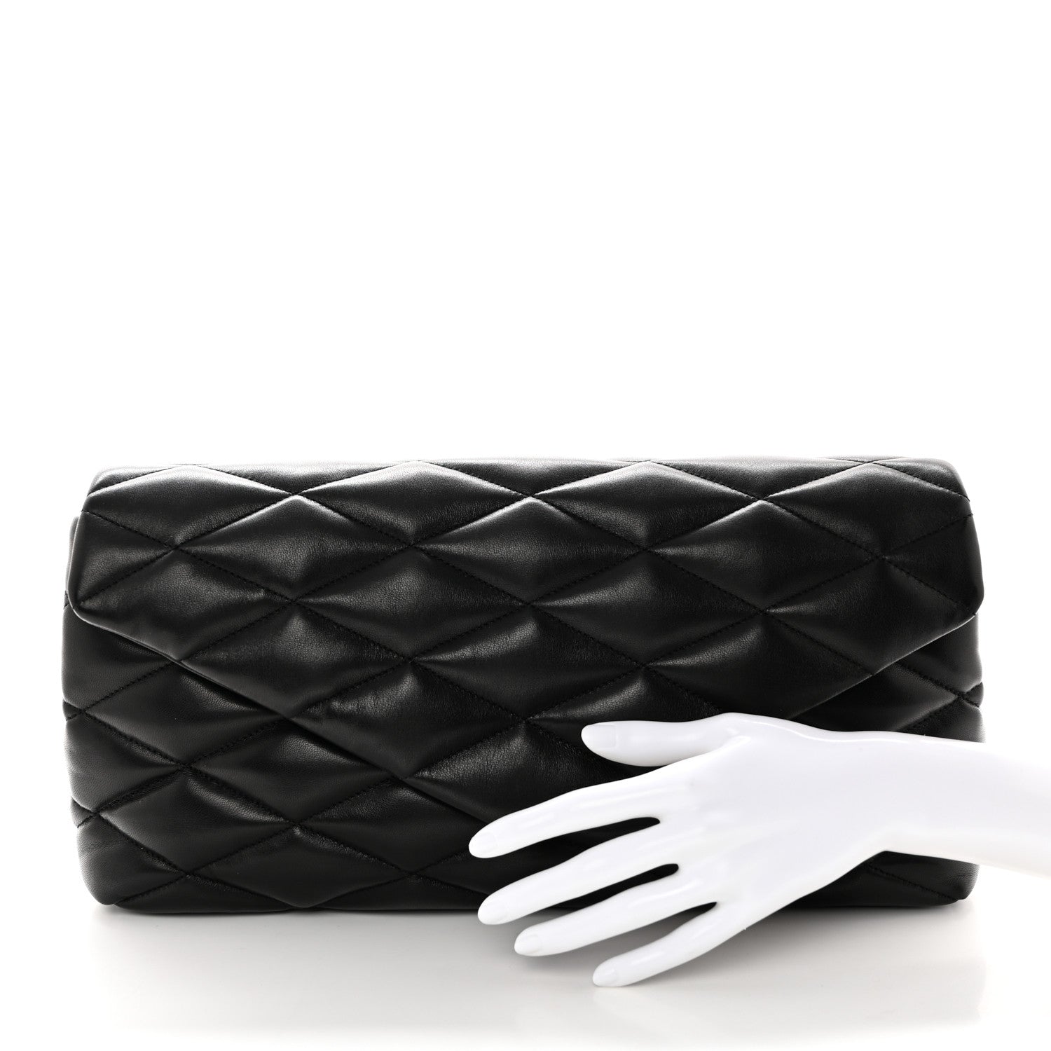 Saint Laurent Lambskin Quilted Sade Puffer Envelope Clutch Black 2 of 10