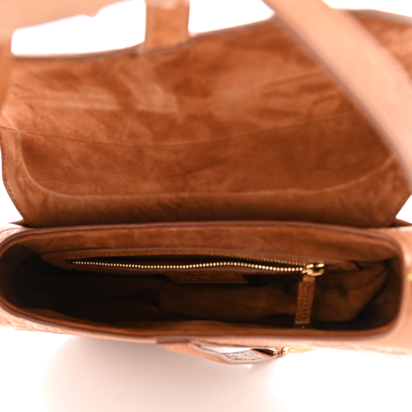 Calfskin Laser Cut Saddle Bag Brown Multicolor