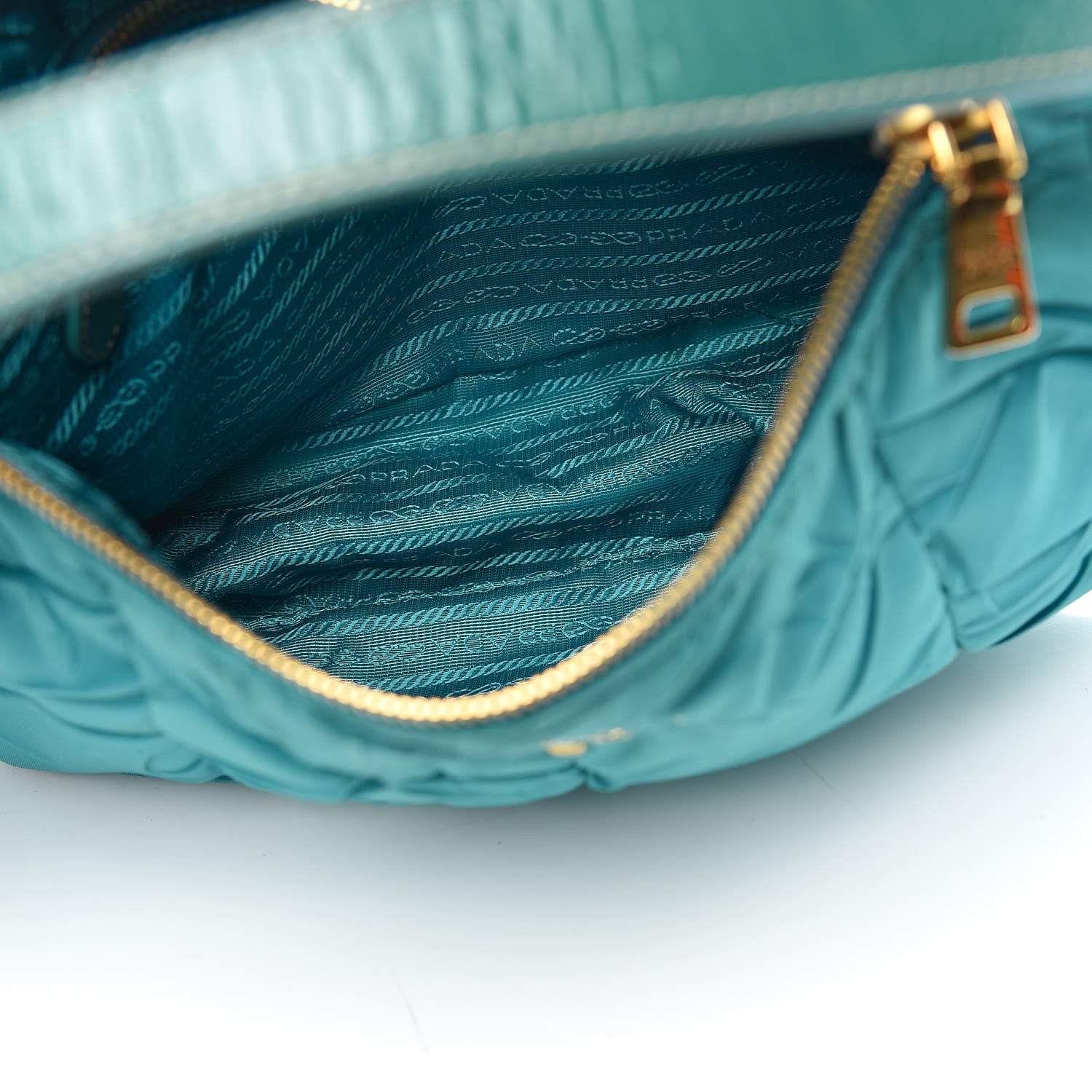 Prada Tessuto Nylon Chevron Quilted Shoulder Bag Turchese 5 of 10