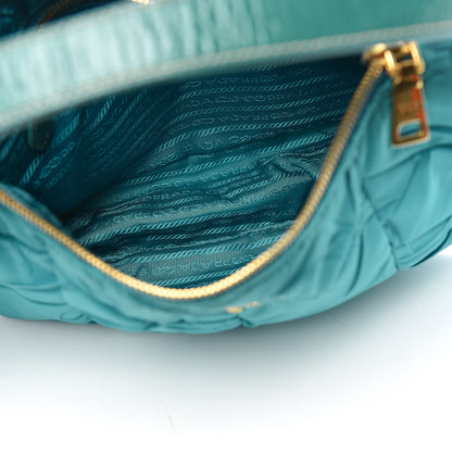 Prada Tessuto Nylon Chevron Quilted Shoulder Bag Turchese 5 of 10