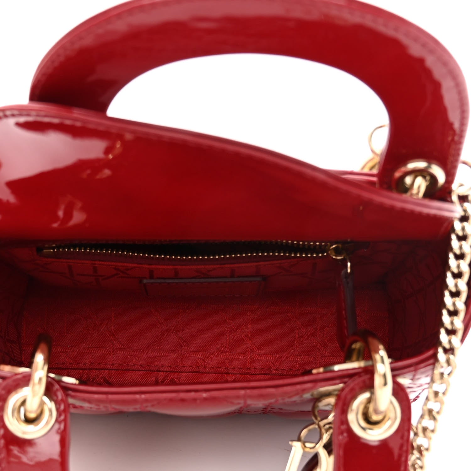 Christian Dior Patent Cannage Mini Lady Dior Red 5 of 10
