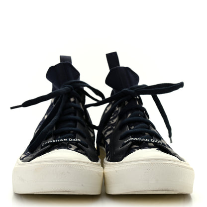 Christian Dior Technical Knit Calfskin Oblique Womens Walk'n Dior Mid Top Sneakers 39 Deep Blue 2 of 8