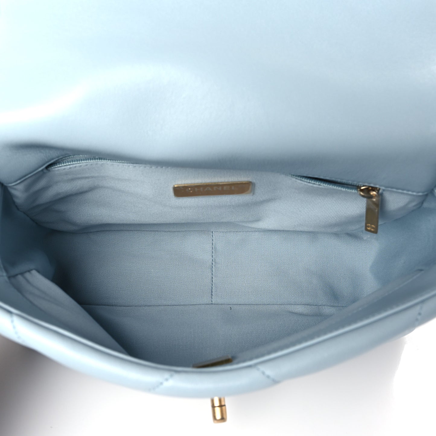 Lambskin Quilted Medium Chanel 19 Flap Light Blue