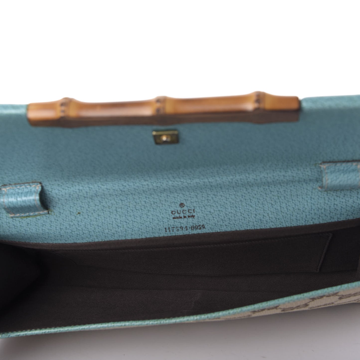 Monogram Bamboo Bar Clutch Turquoise