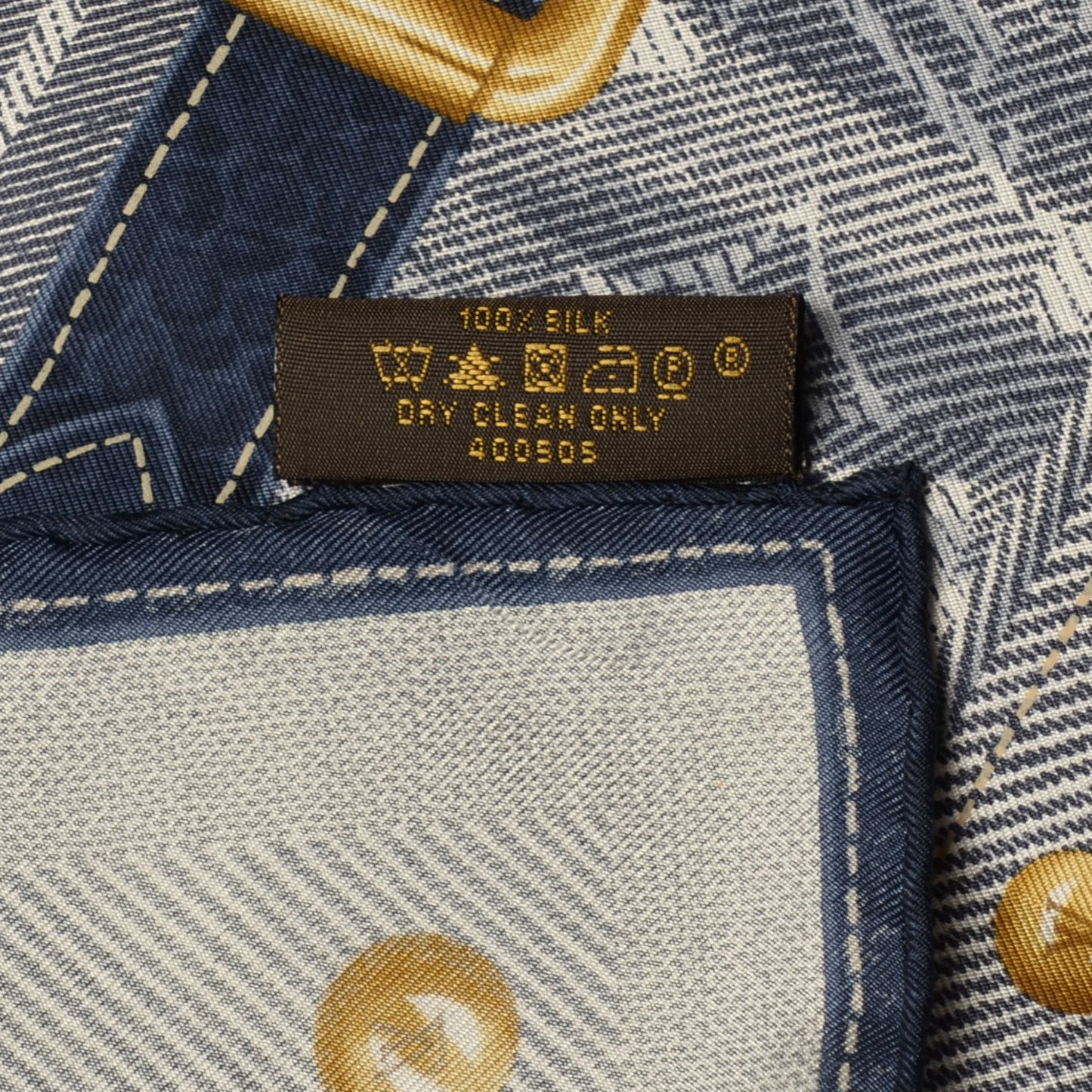 Silk Monogram New Denim Bandana Scarf Navy