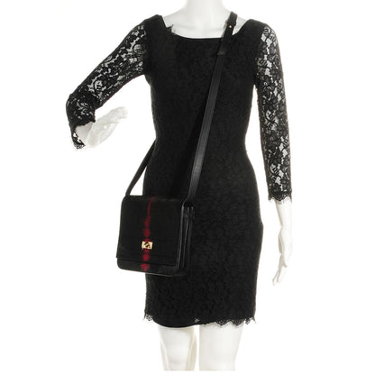 Givenchy Calf Hair Abstract Flower Shark Lock Medium Flap Bag Black 2 of 9