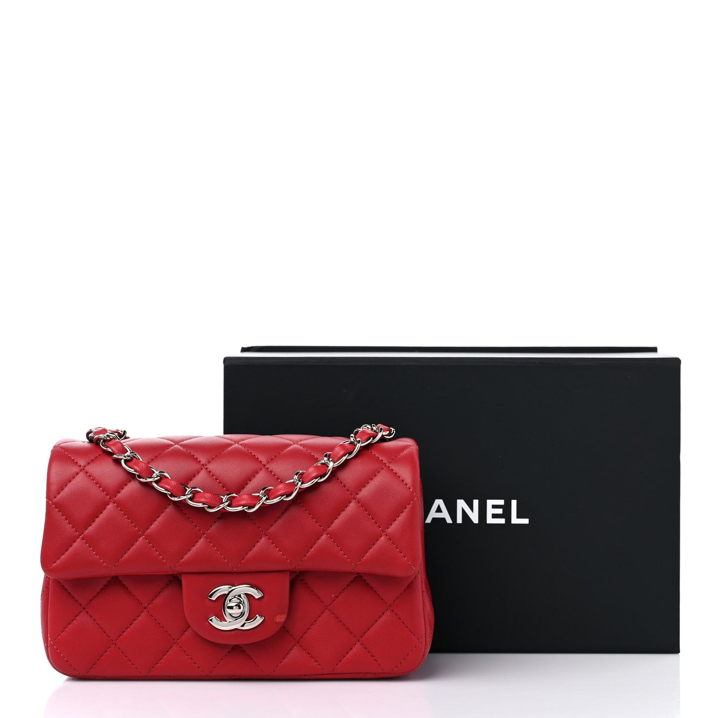 Lambskin Quilted Mini Rectangular Flap Red