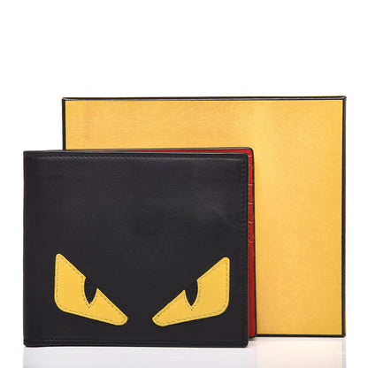 Fendi Vitello Century Monster Eyes Inlay Bi-Fold Wallet Black Giallo Rosso 7 of 7