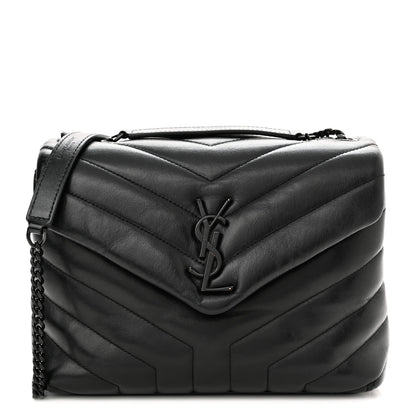 Saint Laurent Calfskin Y Quilted Monogram Monochrome Small Loulou Chain Satchel Black 1 of 12