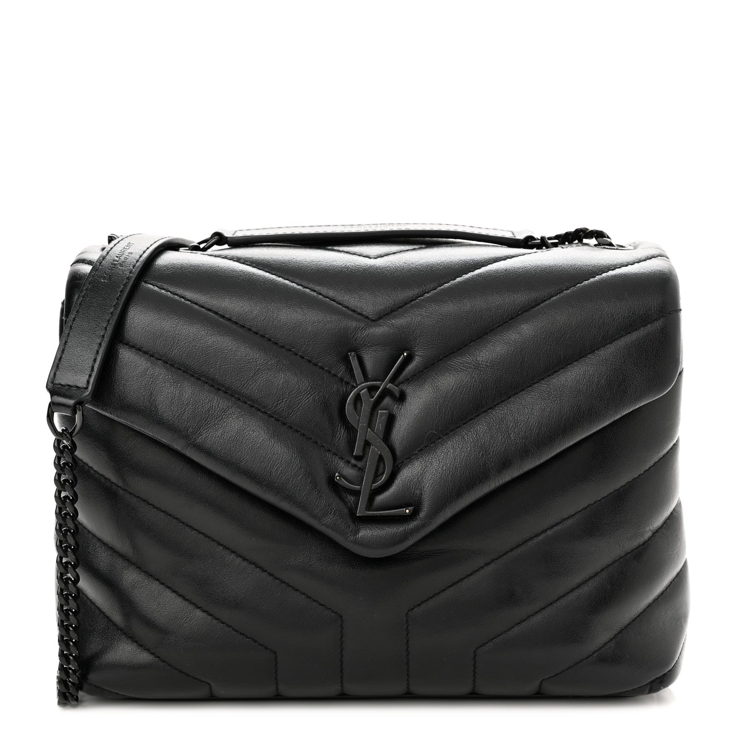 Saint Laurent Calfskin Y Quilted Monogram Monochrome Small Loulou Chain Satchel Black 1 of 13