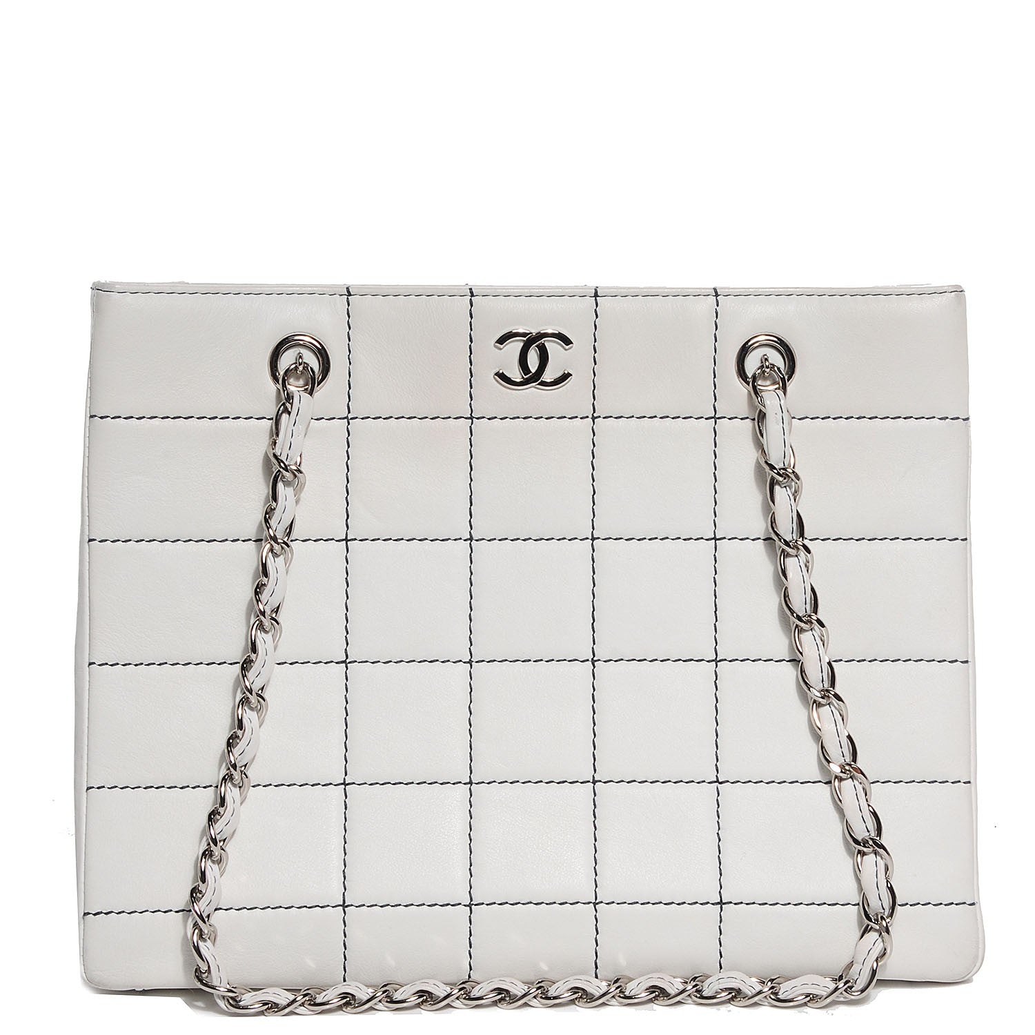 Chanel Lambskin Contrast Stitched Shopping Tote White 1 of 7