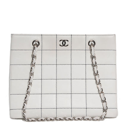 Chanel Lambskin Contrast Stitched Shopping Tote White 1 of 7