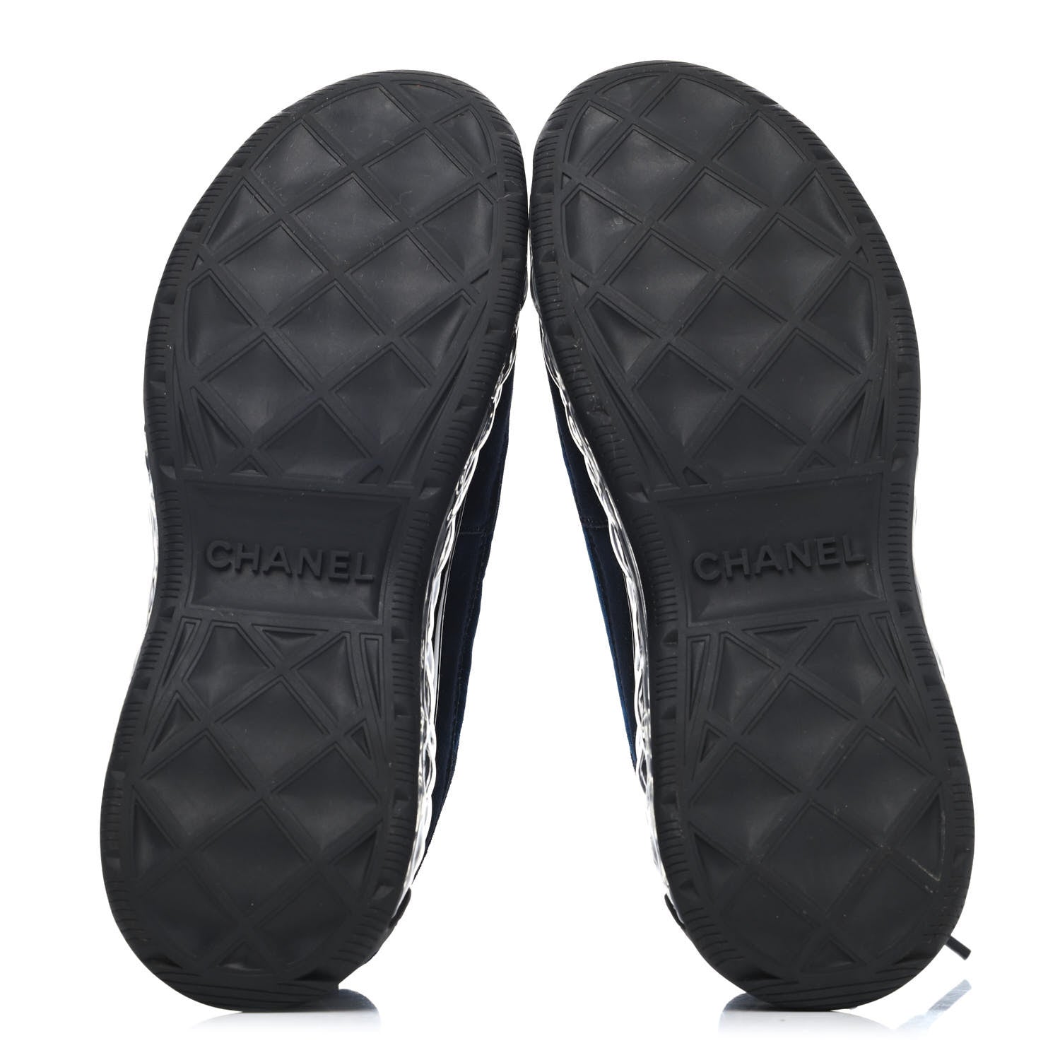 Chanel Suede Calfskin Velvet Grosgrain CC Sneakers 36 Navy Blue Black 4 of 4