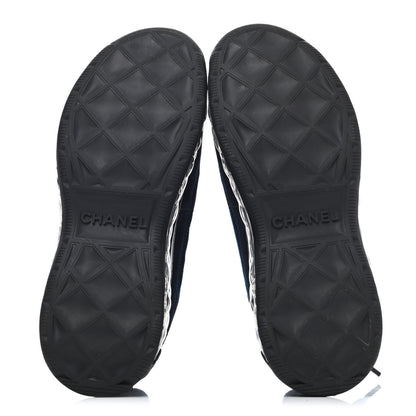 Chanel Suede Calfskin Velvet Grosgrain CC Sneakers 36 Navy Blue Black 4 of 4