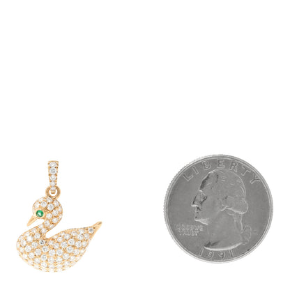Anita Ko 18K Yellow Gold Diamond Emerald Swan Pendant 2 of 5